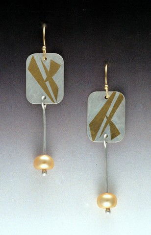 MB-E327 Earrings Abstract With Pearl at Hunter Wolff Gallery